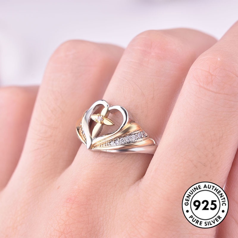 Cincin Sterling Silver 925 Desain Salib Hati