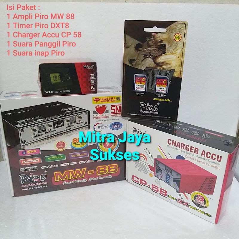 Paket Ampli Walet MW 88 Piro + Suara Panggil dan inap Piro + Timer Piro + Charger Accu CP 58