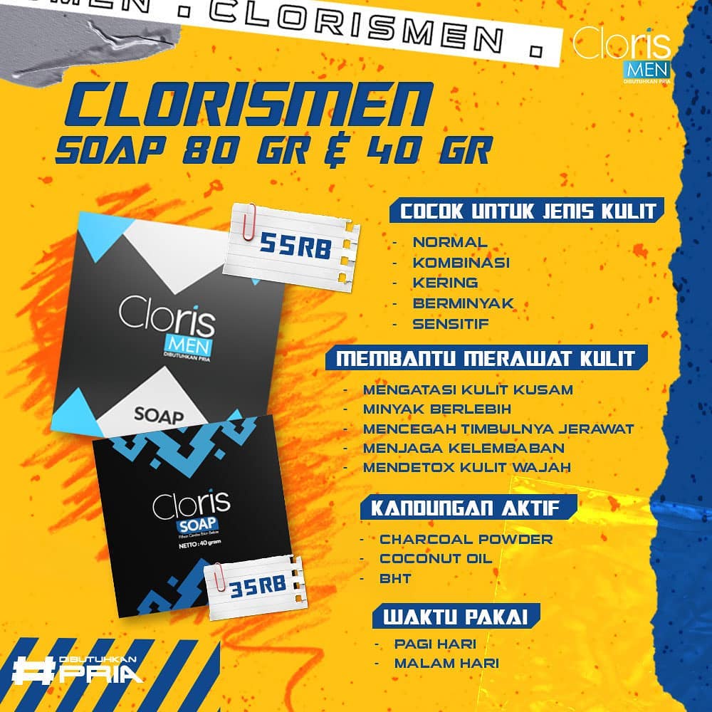 Clorismen PAKET MAKE IT SIMPLE Cloris Men Soap 80gr &amp; Wadah Sabun Cloris Original