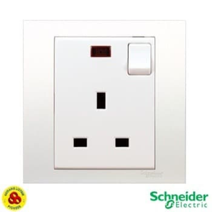 Schneider Stop Kontak AC Neon Vivace KB15N 3 Pin Socket with Indicator Lamp