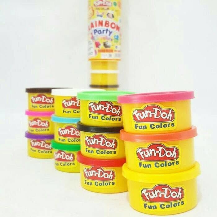 [FUN-DOH] Mainan Edukasi Anak Fun Doh RAINBOW PARTY / Lilin Warna Plastisin Play Dough - FunDoh Isi Ulang