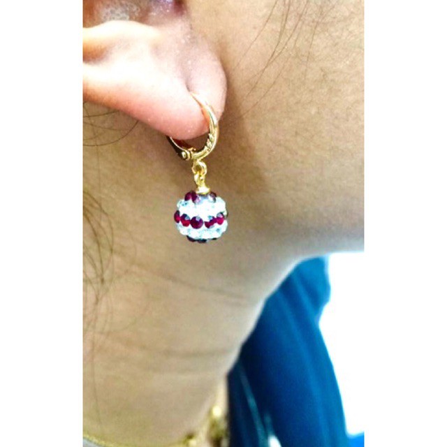 Anting wanita anting bola disco lapis emas