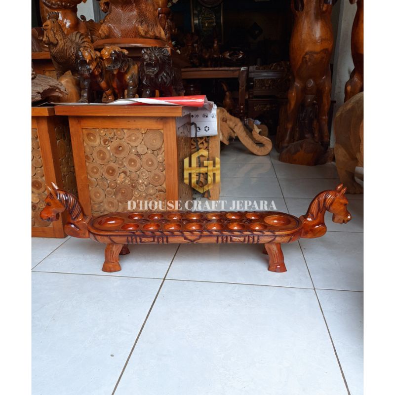Dakon Hias Model Kuda Kayu Trembesi Cantik