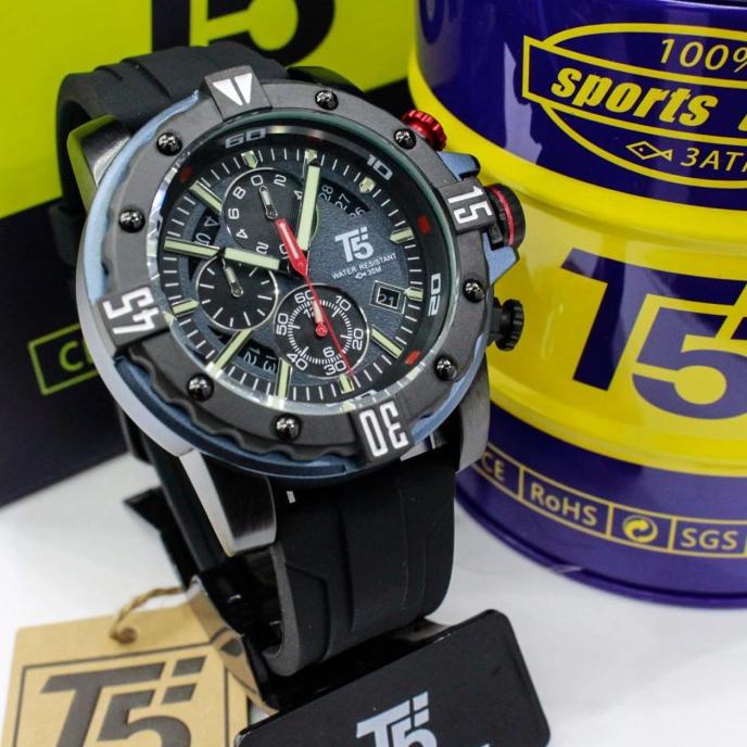 Jam tangan pria T5 H3757 original strap Rubber T5 H 3757 expedition