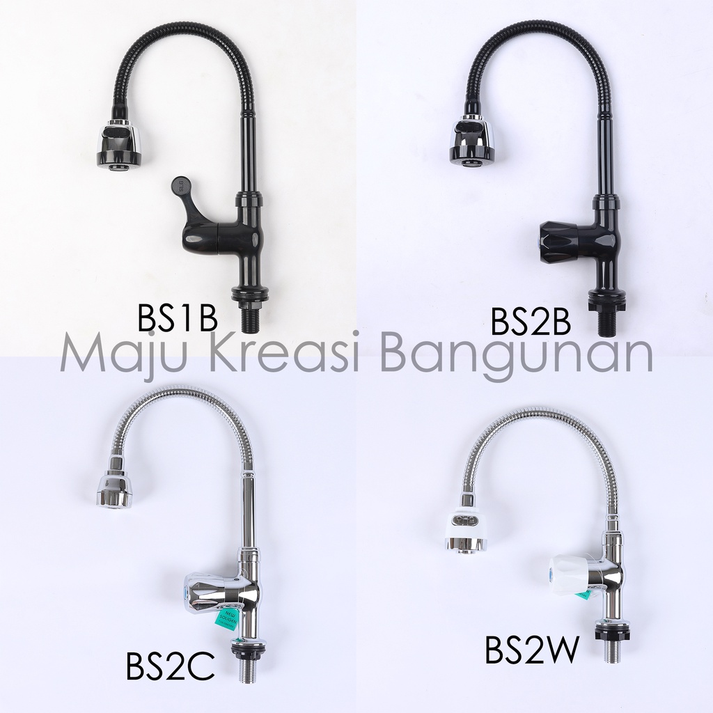 Kran Angsa Fleksibel NEW SOLIGEN PVC Chrome Keran Cuci Piring Tanam Sink BS2 BS2W BS2C BS2B Hitam