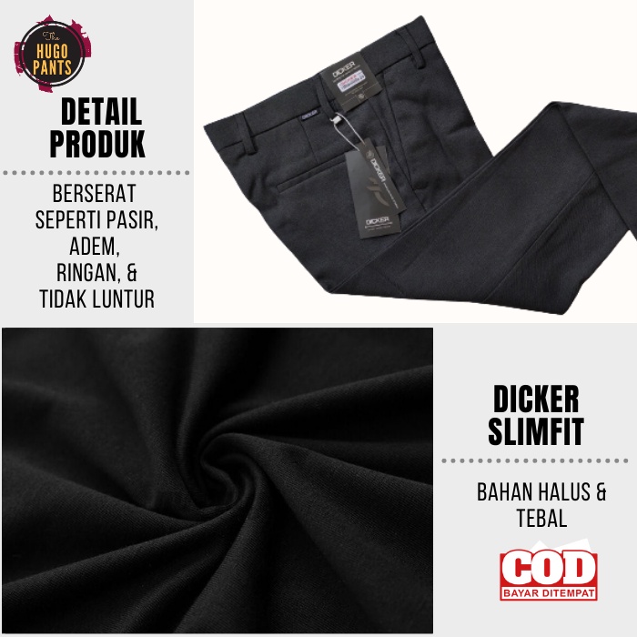 CELANA KANTOR SLIM FIT PRIA BAHAN WOOL CELANA PANJANG KERJA FORMAL JUMBO MURAH MERK DICKER