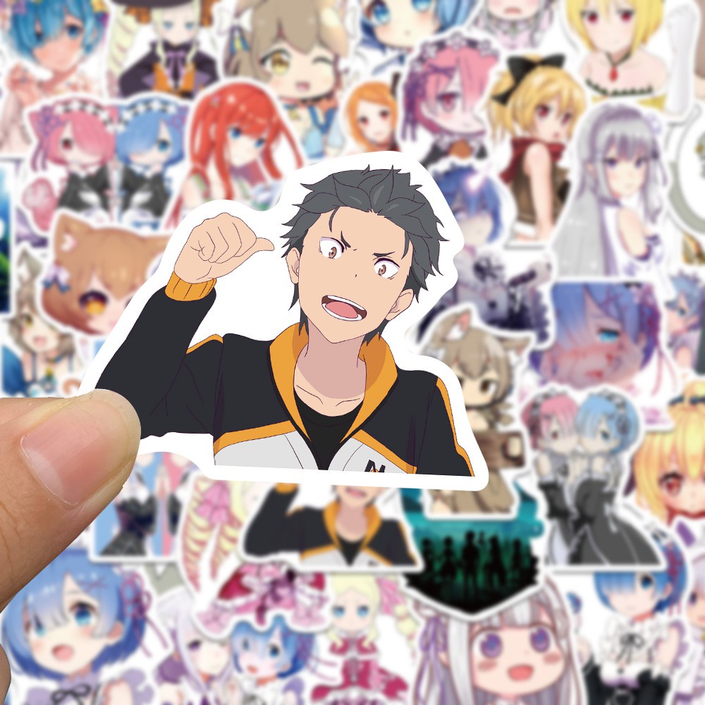 50pcs RE ZERO Starting Life in Another World Stickers for Snowboard Luggage bike WaterBottle Decoration Stickers