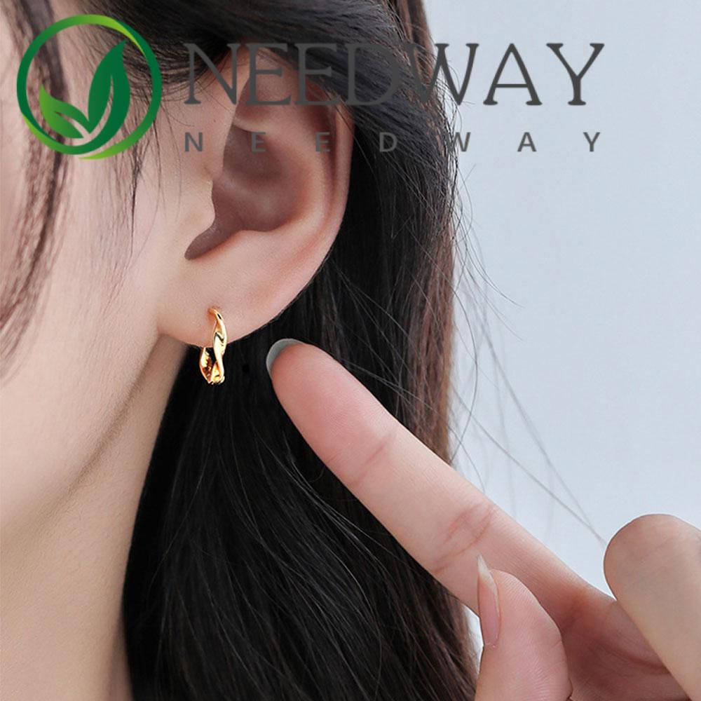 Needway  Girls Wave Earrings Geometric Fashion  Accessories Hoop Earrings Women Circle Prevent Allergy Elegant Korean Simple Women Jewelry/Multicolor