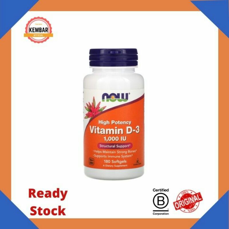 NOW VIT D3 1000 IU , 180 Softgel (ORIGINAL)