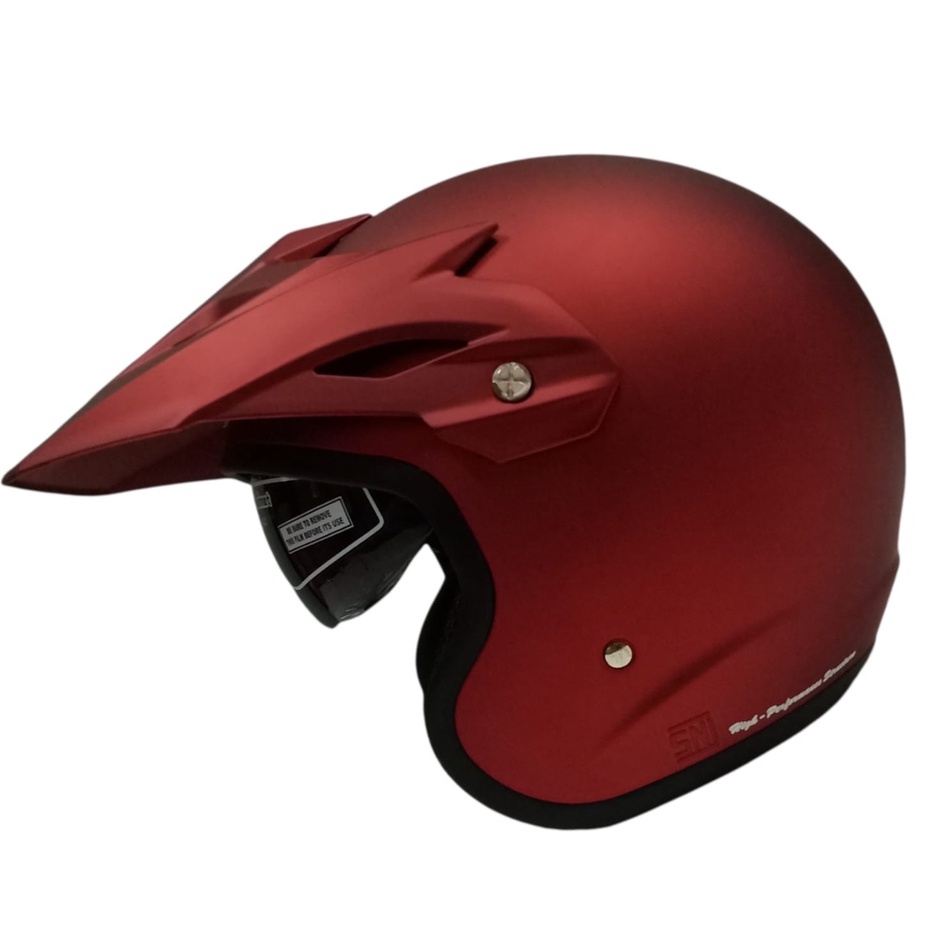 Helm NHK Supermoto Solid Red Doff Semi Cross