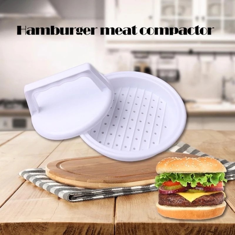 Cetakan Press Daging Burger / Pie Suppressor Bentuk Bulat Bahan Plastik Anti Lengket Untuk Aksesoris Dapur