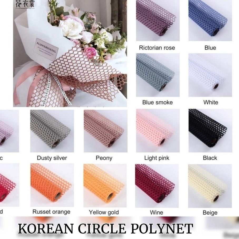 

Miliki KERTAS JARING BUKET BUNGA / FLOWER WRAPPING PAPER CIRCLE POLYNET / KOREAN CIRCLE POLYNET 60CM*5YD