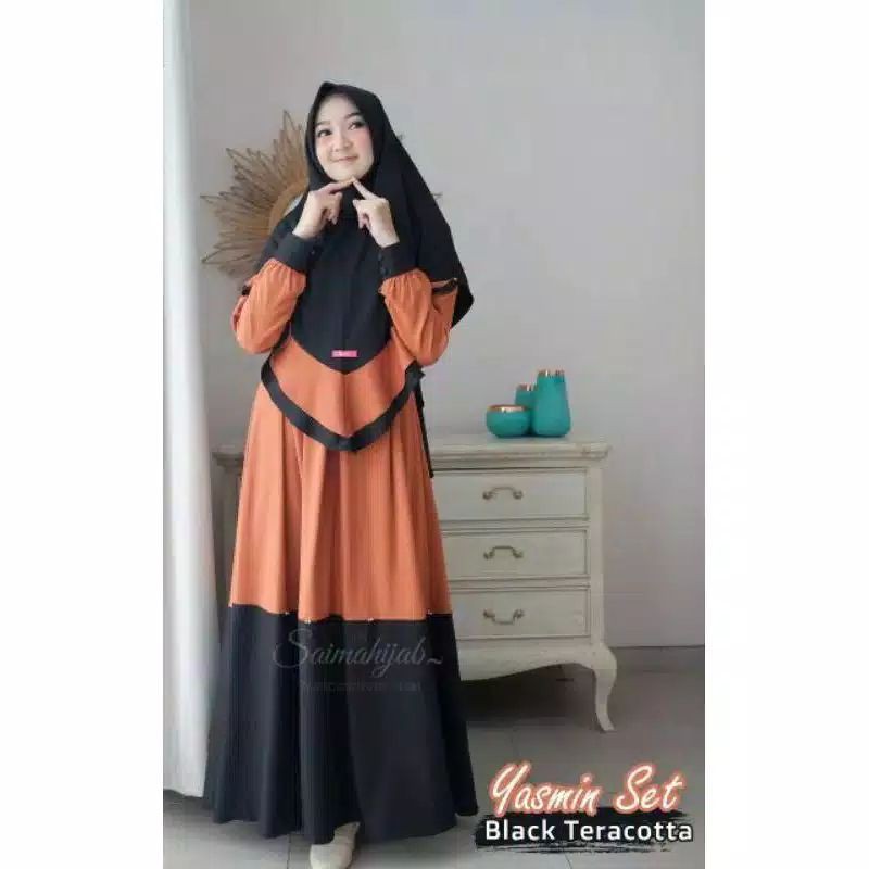 Yasmin set hijab // yasmine syari // yasmin dress set khimar