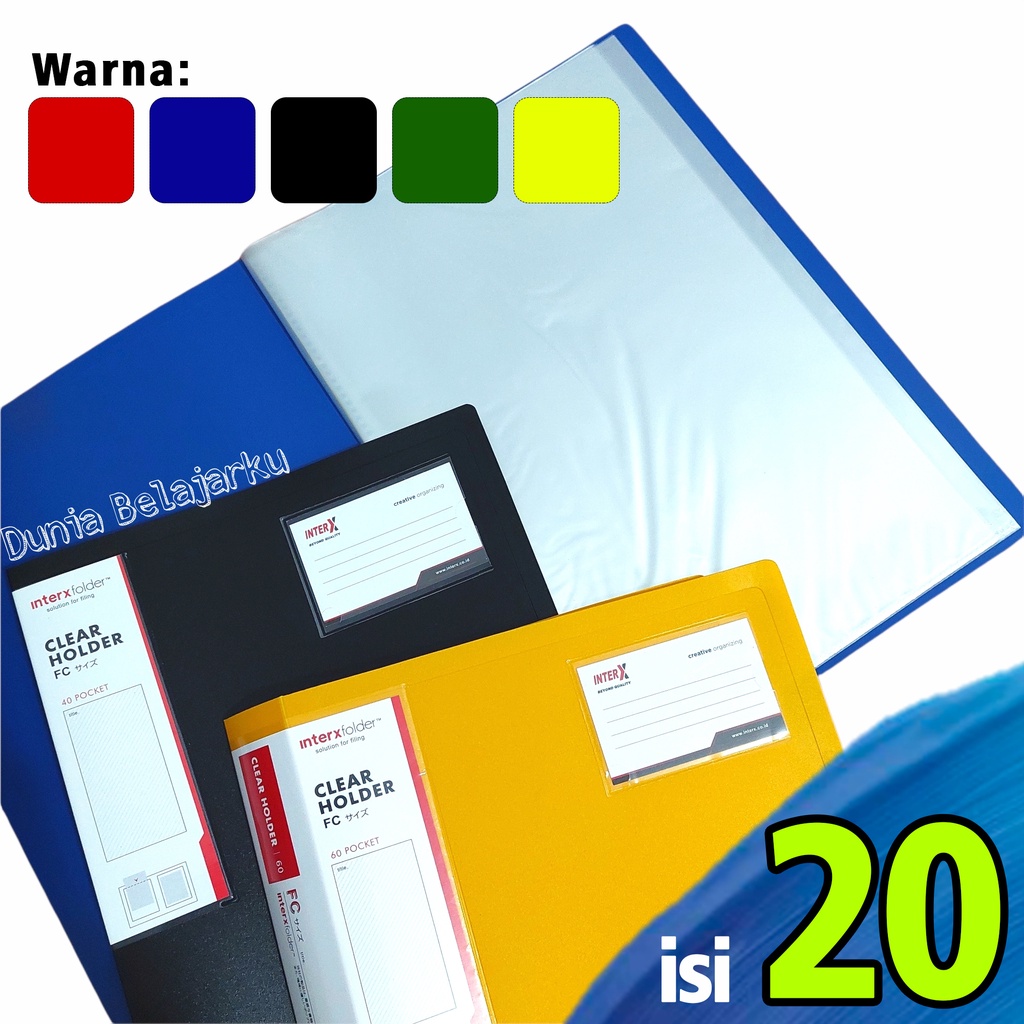 

Map Plastik Clear Holder InterX Document Keeper F4 Display Book 20 Lbr
