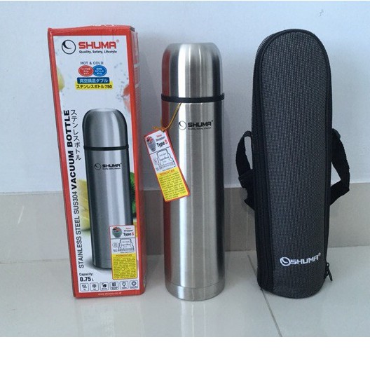 Shuma Stainless Steel Vacuum Bottle free bubble warp hitam