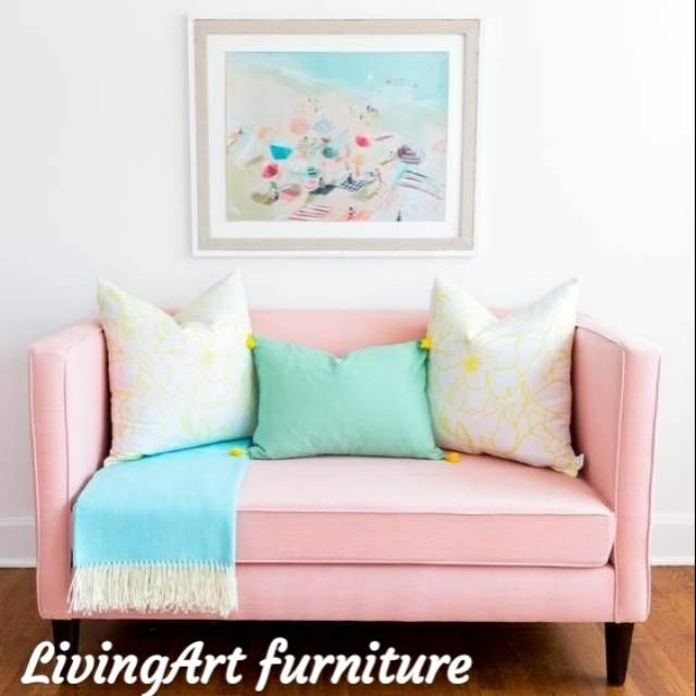 Sofa 2 seat + 3 bantal || sofa pink sofa tamu