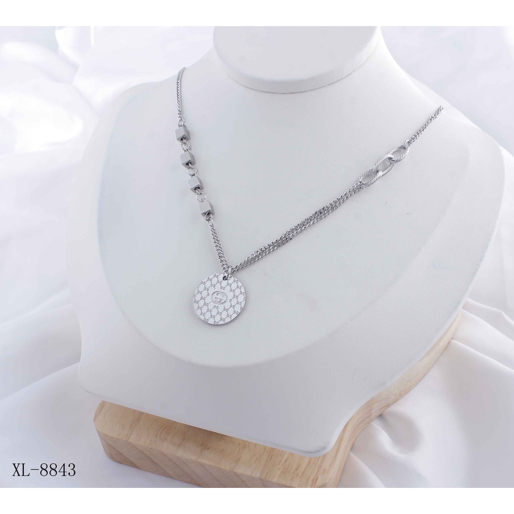 Kalung Titanium Dobel Rantai Perhiasan Fashion 8843