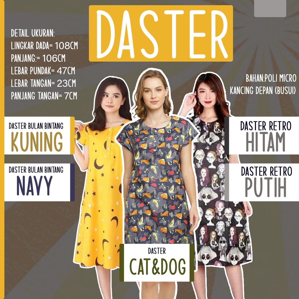 Daster Karakter Busui Kancing Depan Murah Adem - YELONIX