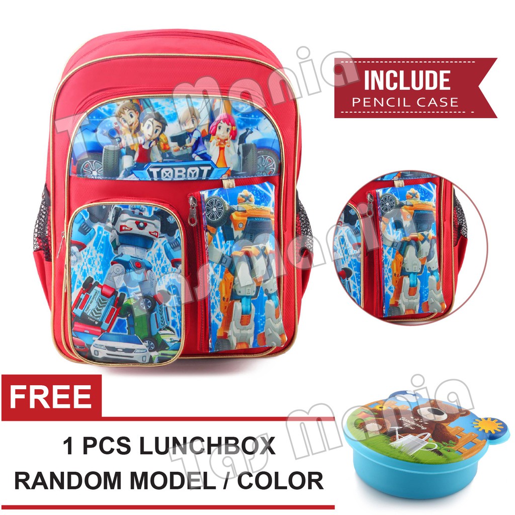 PTS -Ransel Sekolah Anak Cowo / Laki Laki Karakter Kartun - SUPER MAGIC + FREE Lunchbox .PT