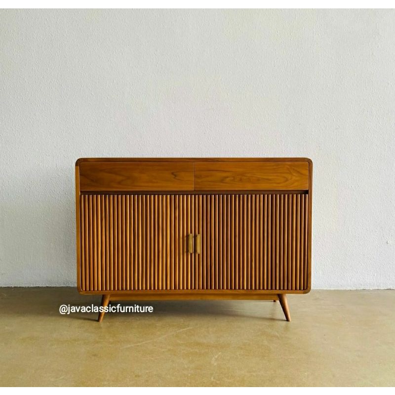 BUFET TV CUSTOM SCANDINAVIA RETRO MINIMALIS VINTAGE CABINET DRAWER PAJANGAN KAYU JATI BERKUALITAS MU