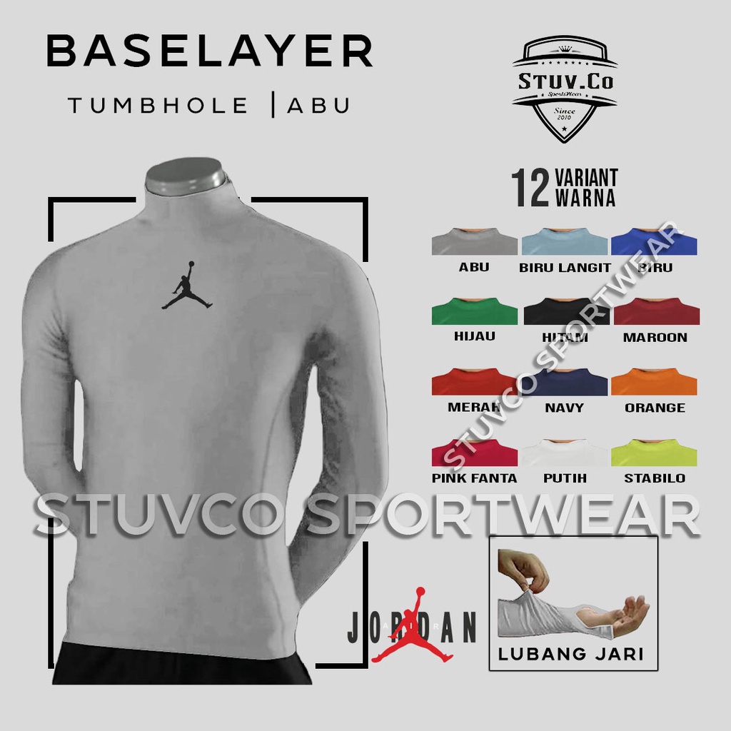 BASELAYER LONGSLEEVE THUMBOLE LENGAN PANJANG JARI DALEMAN OLAHRAGA PRIA WANITA KEREN