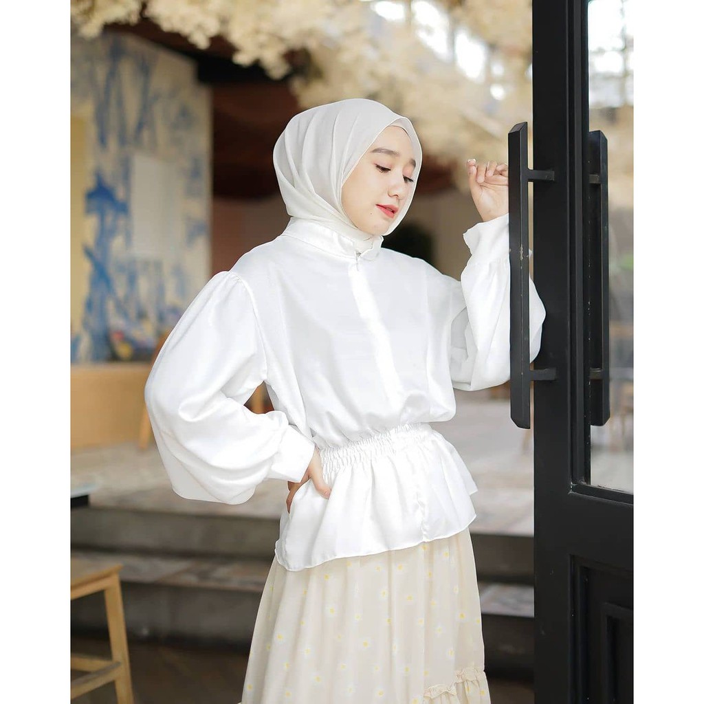 ALFAZZA / KATLINA BLOUSE (BEST SELLER)/ ATASAN WANITA LENGAN BALON SERUT SABRINA LILAC PREMIUM