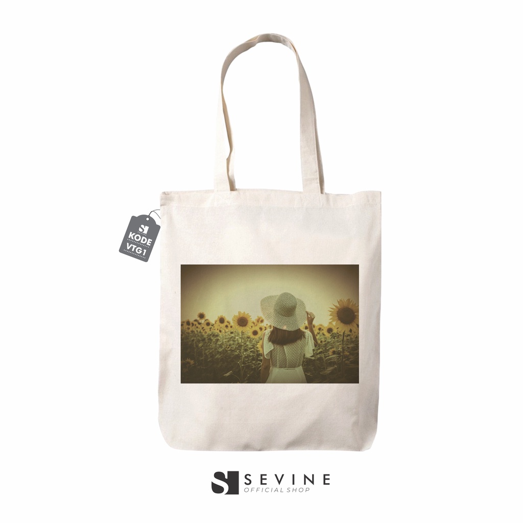 Sevine Tote Bag Resleting Tas Wanita Totebag Custom Desain Retro Vintage - VTG