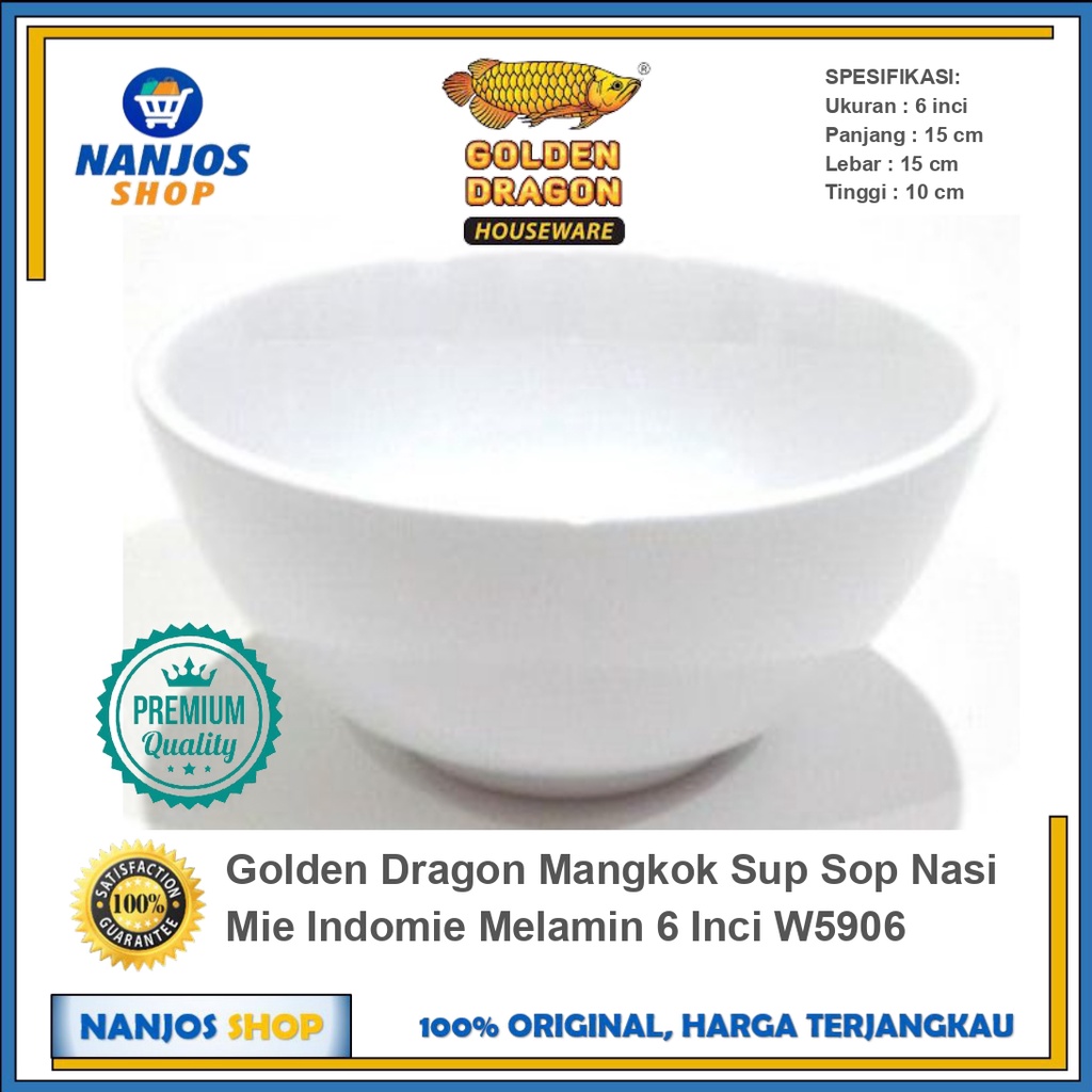 Golden Dragon Mangkok Sup Sop Nasi Mie Indomie Melamin 6 Inci W5906