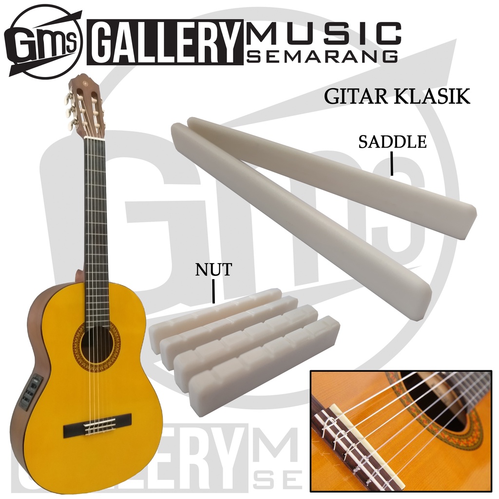 Nut Saddle Gitar Klasik Nylon 1set Atas Bawah