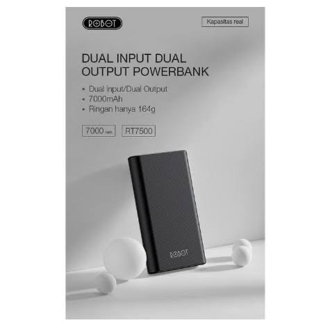 Robot rt7500 dual input &amp; dual output 7000mah powerbank black / white