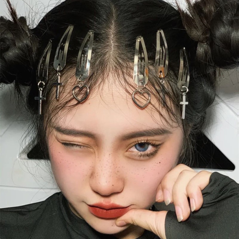 【COD Tangding】Personality Metal Pendant BB Clip Disco Cool Girl Hair Bang Clip Simple Versatile Hair Tide