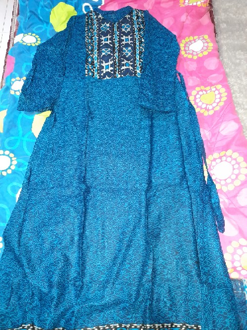 Batik Couple Keluarga Maura Couple Sania Ruffle Ori Ndoro Jowi Dnt Termurah Motif Mega Mendung Biru