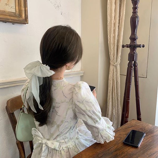 kuncir rambut ikat rambut big bow ribbon hair rope jku041 (4F4)-7