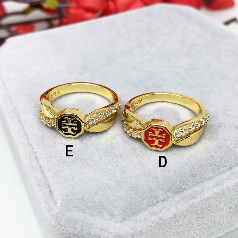 Cincin Lapis Emas Yaxiya Clover Lengkung Warna Hijau Pink Merah - BR432