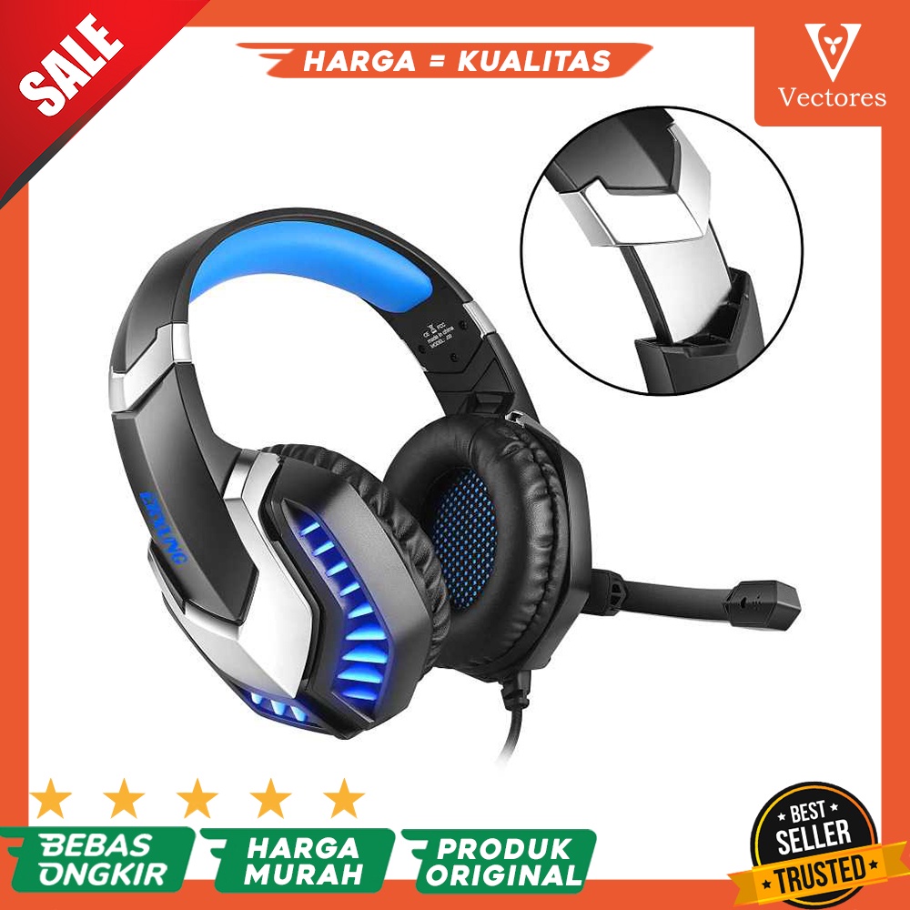 Headset Gaming Headphone Blue Powerful Bass With Microphone Premium Original