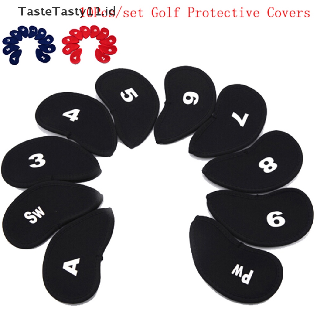 (Tastetasty) 10pcs Cover Pelindung Kepala Tongkat Golf Bahan Neoprene