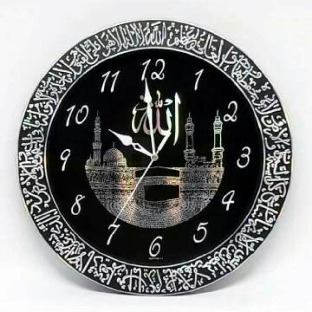 CNC SHOP - Jam Dinding islami besar 30cm Kaligrafi mesjid mesin quartz step analog Timbul Hollow Murah