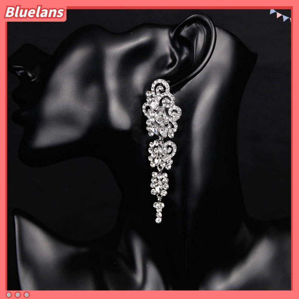 Anting Panjang Menjuntai Chandelier Aksen Berlian Imitasi Untuk Wanita