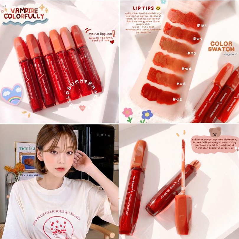 KB-70206 LIPGLOSS VAMPIRE COLORFUL MATTE LIP GLOSS KISS BEAUTY LIVING COLORFULLY