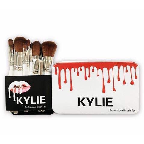 [COD] 12pcs Kylie USA Kuas Make Up Brush Set Lengkap + Kaleng l Bulu Lembut Tahan Lama Gagang Kokoh