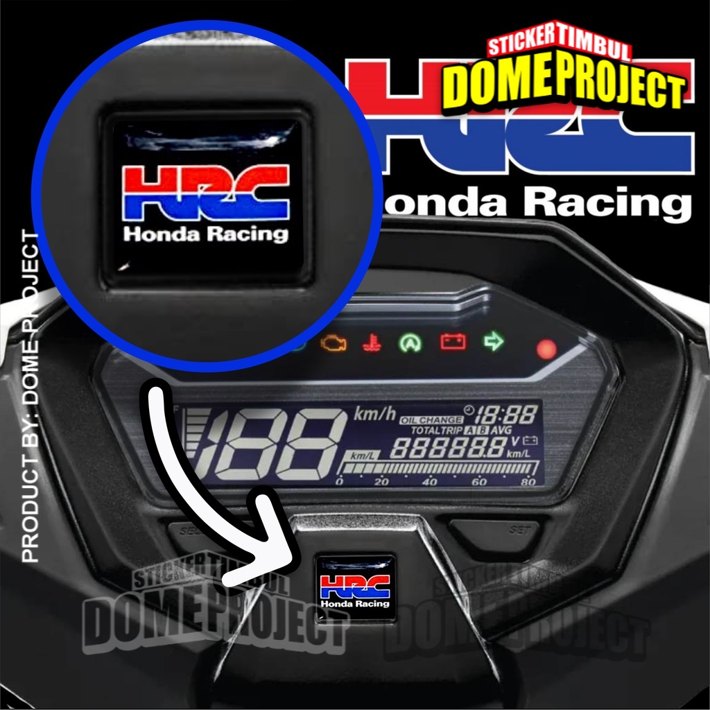 EMBLEM SPIDOMETER HONDA LOGO HRC STIKER TIMBUL AKSESORIS MOTOR STICKER SPEEDOMETER