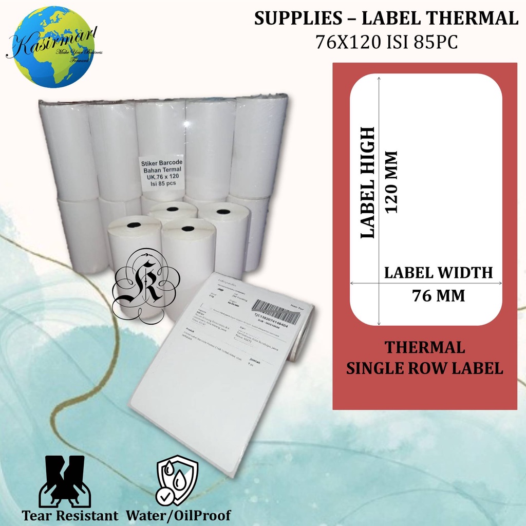 Label Thermal Resi 74x5 Meter / 78x95 / 78x100 / 76x120 Stiker Resi Shopee C8LP EP805 MT300VL