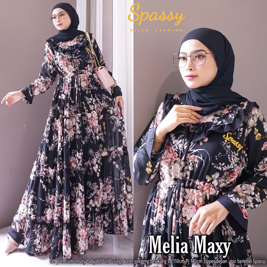 MELIA MAXY, MAXY MOTIF ORIGINAL SPASSY, BAHAN CERUTY BABYDOLL, BUSUI, KARET BELAKANG