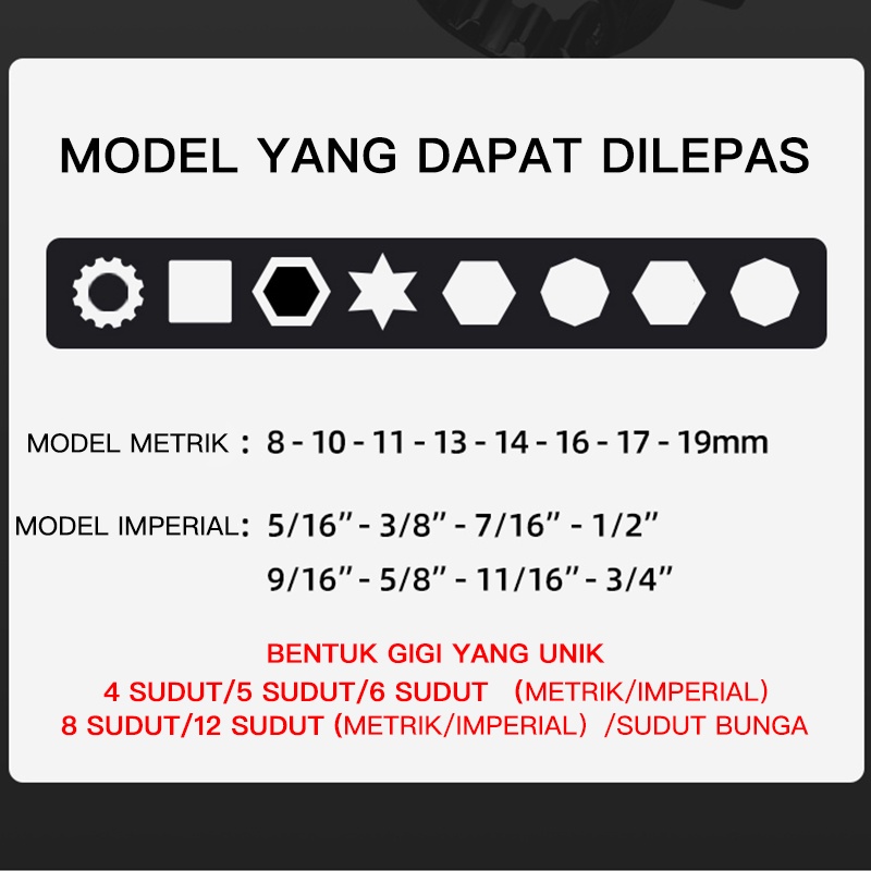 Kunci Ring Pas Shock Set Universal Socket Profesional Mobil Motor Serbaguna Pas 48 in 1
