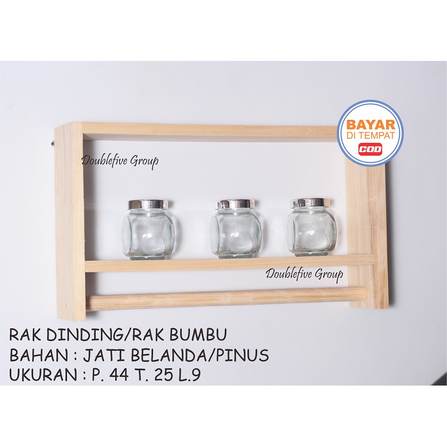 PAKET HEMAT ISI 4  RAK DINDING KAYU BUMBU BEKVAM RAK BUMBU SERBA GUNA RAK DINDING KAYU BIRCH SOLID