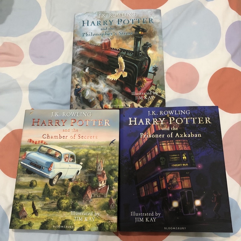 

harry potter illustrated edition hardcover british version philosopher’s stone, chamber of secrets, prisoner of azkaban