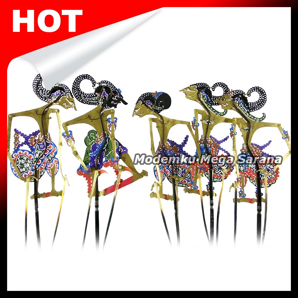 Souvenir Wayang Kulit Mini Caperan Super 20 Cm - Pendawa Lima - Yudistira Bima Arjuna Nakula Sadewa