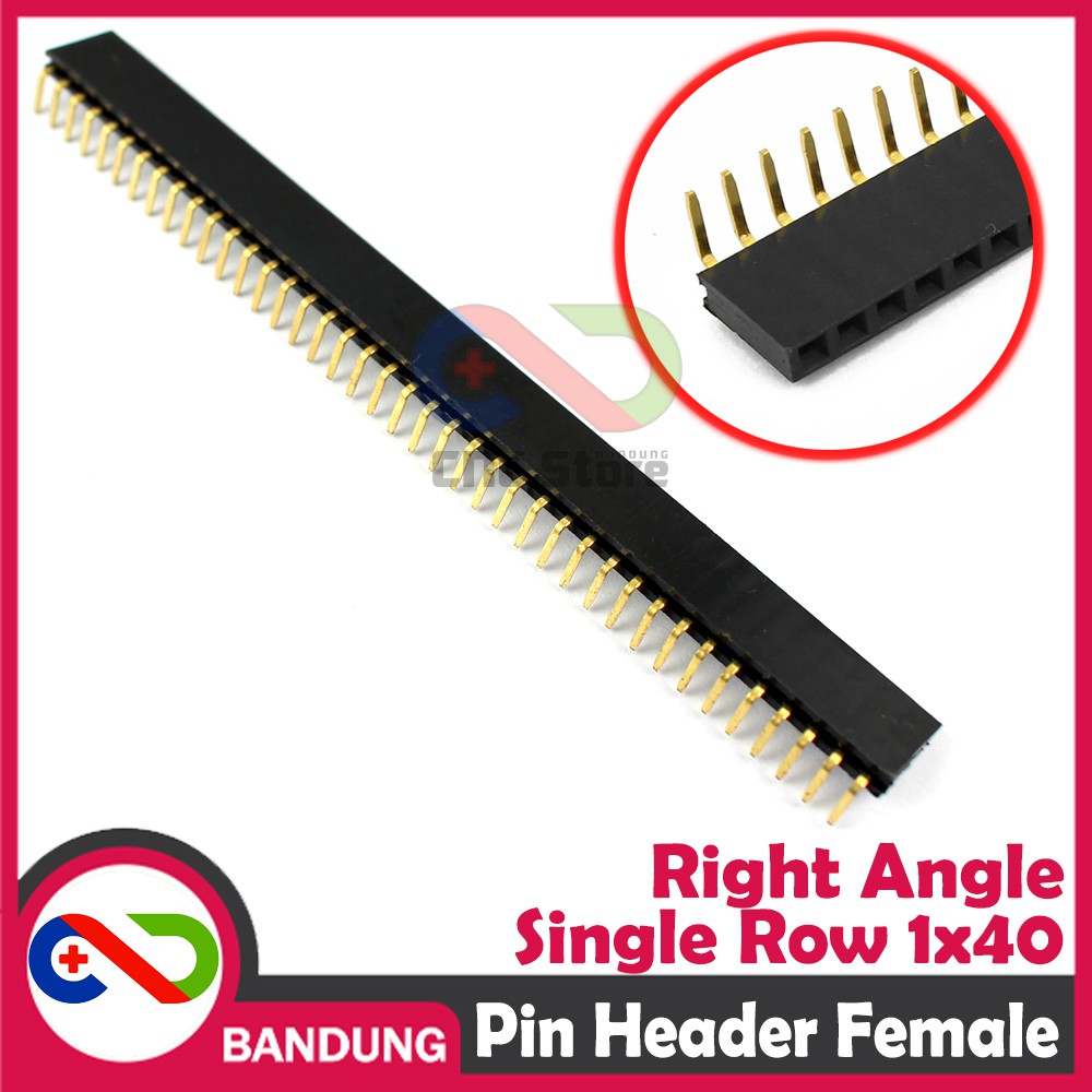 PIN HEADER STRIP FEMALE 1X40 2.54MM RIGHT ANGLE L SHAPED BENGKOK