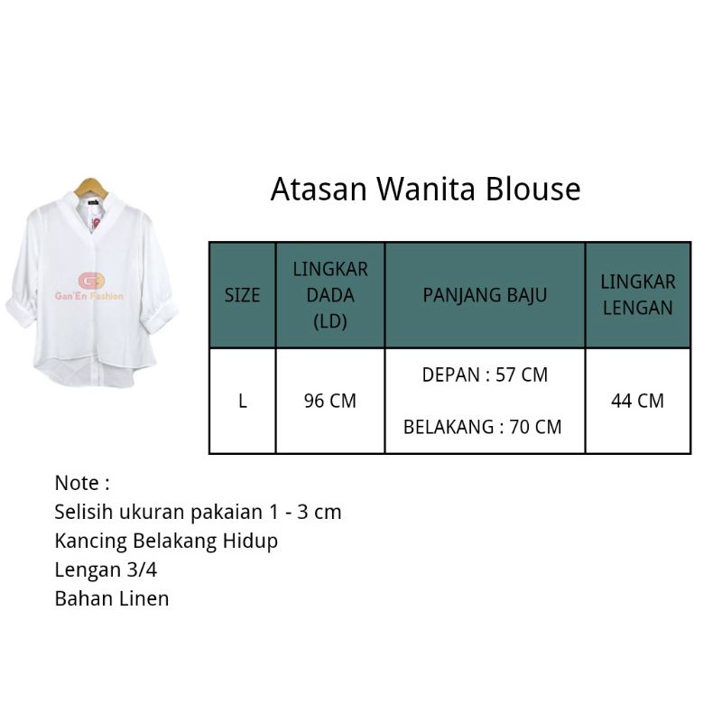 Baju Atasan Wanita Korean Style Kekinian Blouse Bahan Linen &amp; Polyester