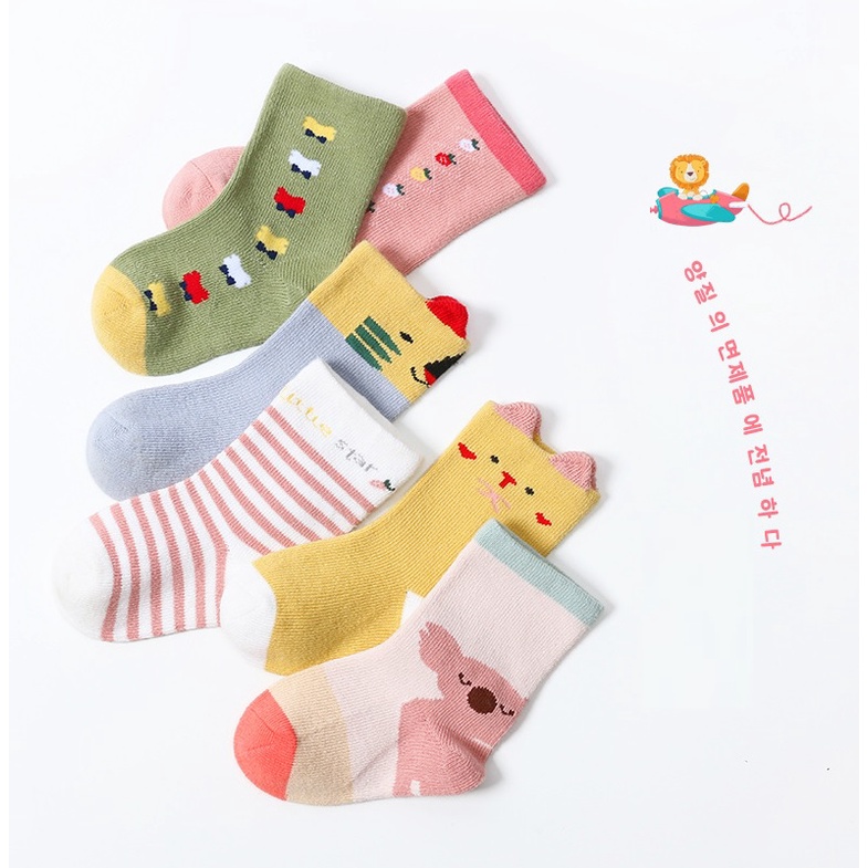 NEW (1 Set 5 psg) Set kaos kaki anak perempuan import animal